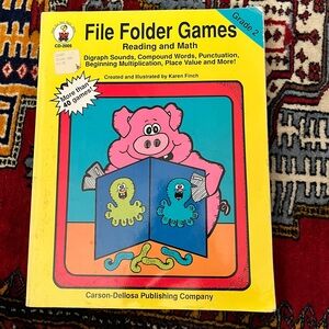 File Folder Games Grade 2 Reading and Math - Yellow Educational Workbook